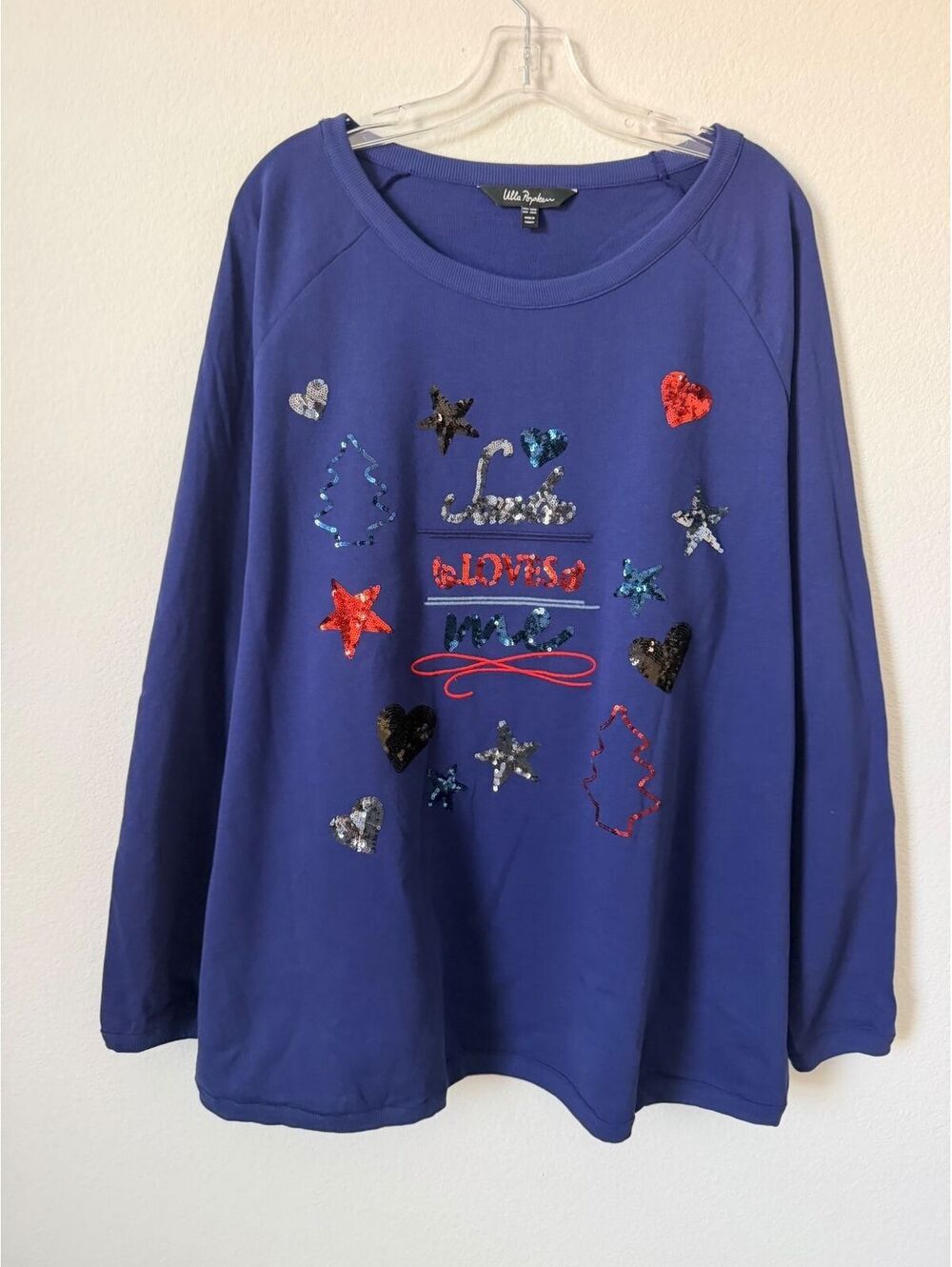 Ulla Popken Crew Neck Sequin Embellished Christmas Sweatshirt Women's Size 20